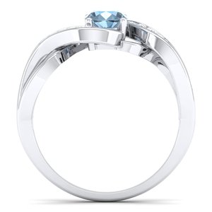 Anillo de Oro Sólido de 14K con Moissanita Certificada GRA, Corte Redondo, 0.84 Quilates, Gema de Aguamarina, Joyería, Precio de Fábrica REYES - Product Image 4