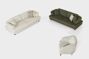Canapé sectionnel convertible minimaliste italien DOSIN, trois places, revêtement en tissu, mobilier moderne pour chambre à coucher - Product Image 2