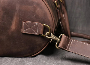 Factory OEM ODM Men High End Retro Large Capacity Full Grain Leather <b>Travel</b> Duffle Bag Real Genuine Leather <b>Holdall</b> Duffel Bag - Product Image 6