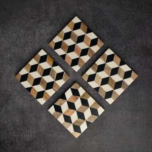 ที่รองแก้วไม้ตกแต่งแบบคลาสสิกที่มีลวดลายที่มีสีสันทนความร้อนทนทานและเป็นมิตรกับสิ่งแวดล้อมสำหรับบ้านและพื้นที่รับประทานอาหาร - Product Image 6