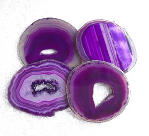 Posavasos de ágata Natural, posavasos de geoda de Color púrpura con chapado dorado, compra en línea de exportación de cristales de Amayra - Product Image 6
