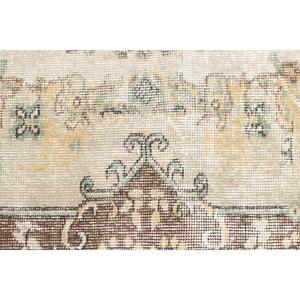 3.8x6.8 ft Vintage Rug, Rug, <b>Brown</b> Floral Rug <b>Wool</b> - Product Image 5