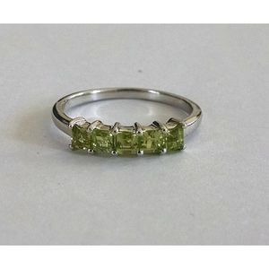 Shah Gems <b>925</b> Sterling <b>Silver</b> Men's <b>Ring</b> with Natural Peridot Topaz Emerald Cut Everyday Wear - Product Image 1