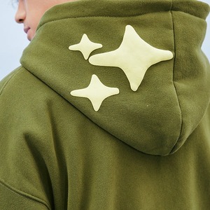 Sudadera con capucha de diamantes de imitación personalizada sin pulóver Sudadera con capucha de lavado ácido para hombre Logotipo de impresión de pantalla sudaderas con capucha desgastadas Vintage de lana de peso pesado - Product Image 2