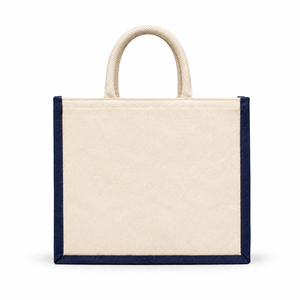 Navy Blue Tribal Beats Warli Embroidered Cotton Juco Hamper <b>Gift</b> <b>Bag</b> with Zipper 12x10x4 Inch - Product Image 3