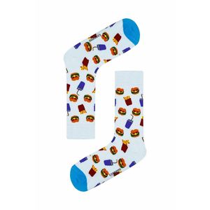 White Nylon Hamburger Drink Colorful Socks Breathable Thermal One Fits All Jacquard Print for Daily Use Spring Custom Available - Product Image 1
