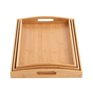 Nouveau plateau de service rectangulaire en bois plateau de service en bois de taille personnalisée avec poignée en cuir pour hôtel et restaurant - Product Image 3