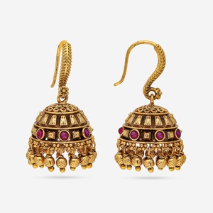 Pendientes colgantes de boda de aleación de zinc con bisel en forma de campana, estilo vintage, color verde y rubí, 183289 - Product Image 3
