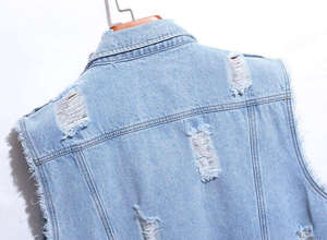 Chaleco vaquero unisex, chaqueta vaquera sin mangas para hombre y mujer, ropa informal a la moda, ropa de abrigo con estilo lavada vintage - Product Image 6