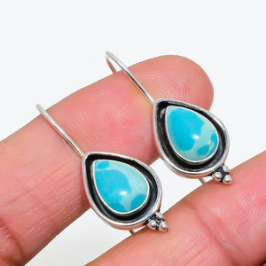 À la mode Nouveau Design Larimar Gemstone 925 Sterling Silver Drop Dangle Boucle D'oreille Poire Forme Pierre Boucle D'oreille Cadeau Usine Prix Bijoux - Product Image 3