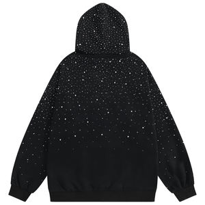 เสื้อฮู้ดดี้ครอปผ้าฝรั่งเศสเทอร์รี่คอตตอนพิมพ์ลายสกรีนสตรีทแวร์แบบยูนิเซ็กซ์ ขอบตัดดิบ ล้างสีแบบสโตนวอช ประดับคริสตัล สำหรับผู้ชาย - Product Image 2