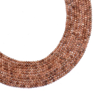 Cuentas Redondas de Andusalita AAA de 3 mm, Cuentas Microfacetadas de Andusalita Natural Marrón, Piedras Semipreciosas para la Fabricación de Joyas - Product Image 3