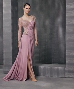 Pink Sequin Mermaid Evening Dress <b>Strapless</b> Long Sleeves Natural Waistline Built-in <b>Bra</b> Breathable Mesh <b>Plus</b> <b>Size</b> for Weddings - Product Image 1