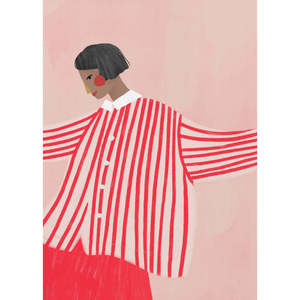 Tela Tejida 100% Algodón La Mujer con Rayas Rojas - Product Image 1