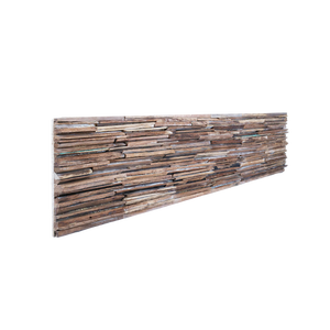 Panneau mural moderne en bois de teck recyclé avec texture superposée pour appartements et hôtels - Product Image 1