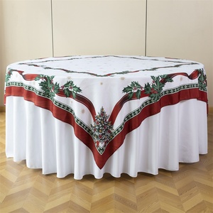 Mantel de Mesa Tejido Personalizable con Estampado Navideño, 100% Poliéster, Impermeable, Decoración Festiva para Bodas y Fiestas - Product Image 3