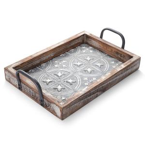 Pièce de qualité et Rectangle de petit déjeuner fait à la main et poignée en laiton service plateau en bois d'acacia pour Offre Spéciale produits - Product Image 4