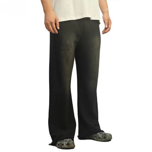 กางเกงขาบานสำหรับผู้ชายกางเกงฟอกผ้าคอตตอนฟอกซีดกันแดดเสื้อทรงบานคุณภาพสูงโลโก้ตามสั่ง - Product Image 3