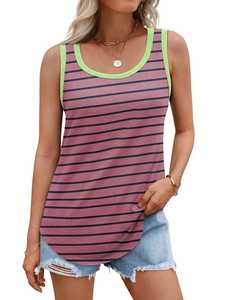 Sexy Women's Knitted Eco-Friendly Breathable Quick Dry Loose Fit Casual Flowy Tank Tops Round Neck Trendy Sleeveless Summer Tops - Product Image 3
