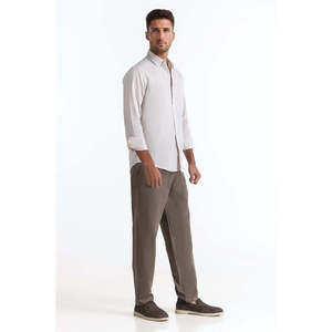 Camisa Casual de Lino y Algodón para Hombre, Cuello Mao, Transpirable, Teñido Liso, Talla XL, para Otoño, Suministro ODM - Product Image 1