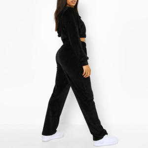 Latest Design Ladies Wholesale Blank <b>Velour</b> 2 Piece Female Winter Jogging Sports Plain Women Velvet <b>Tracksuit</b> for Girls - Product Image 2