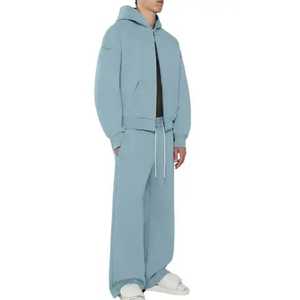 Conjunto de chándal de hombre de alta calidad Joggers boxy de pierna recta con cremallera holgada transpirable para la temporada de invierno - Product Image 2