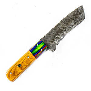 High Carbon Damascus Steel Blade Hunting Tarcker Knife Fixed Blade Full Tang Tracker Knives - Product Image 2