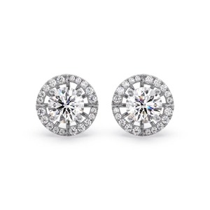 Boucles d'oreilles en diamant rond fin à halo unique, 0,60 ct, diamant de laboratoire en platine, luxe élégant pour mariage et anniversaire - Product Image 1