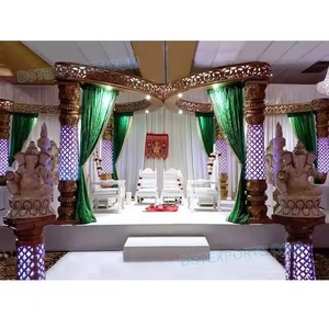 Mandap de Madera para Ceremonia de Matrimonio Hindú, Impresionante Decoración de Mandap para Boda Gujarati, Inspiradora Decoración de Mandap para Boda India, Nueva York - Product Image 3