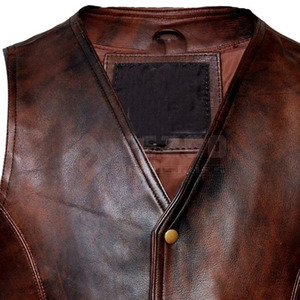 Gilet en cuir décontracté pour homme personnalisé - Vêtement d'extérieur durable et respirant avec col en V, design personnalisable, haute qualité, OEM/ODM sur mesure - Product Image 3