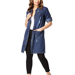 Haute qualité femmes longue veste en jean nouveau Style vêtements décontracté à la mode femme printemps confortable veste en jean pour les femmes OEM - Product Image 3