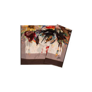 Pañuelo Rectangular de Poliéster Marrón con Diseño Floral para la Cabeza y el Cuello - Product Image 1
