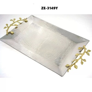 Elegante Bandeja de Servir Decorativa de Aluminio Moderno, Diseño Costero para el Hogar y la Cocina, Multifuncional, Regalo para Bodas y Fiestas - ZAHID - Product Image 3