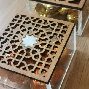 Custom Engraved Acrylic <b>Gift</b> Box with Handmade Mother <b>of</b> Pearl Inlay Top Ideal for Festive <b>Chocolate</b> Dry Fruit & Candy Packaging - Product Image 2