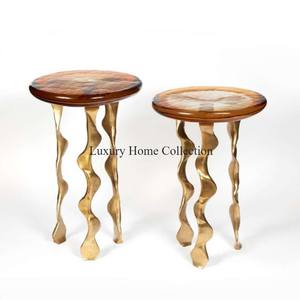 Ensemble de 2 tables basses d'art créatif moderne fantaisie unique en bois de designer vintage 100% à prix compétitif de l'Inde - Product Image 5