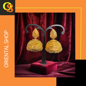 Boucles d'oreilles de fabrication indienne serties de boucles d'oreilles de style Jhumka plaqué or 22CT bijoux pour femmes par les exportateurs indiens - Product Image 3