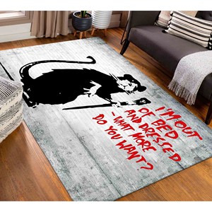 Tapis graffiti Banksy : Tapis d'appoint antidérapant en chenille, motif imprimé, avec poils doux - Product Image 3