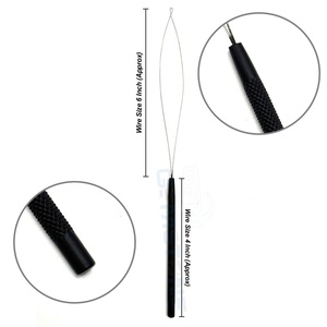 Matt Black Hair <b>Extension</b> Loop Tool Set Stainless Steel Pulling Needle with Anti-Slip Handle for Micro Ring & <b>Bead</b> <b>Extensions</b> - Product Image 1