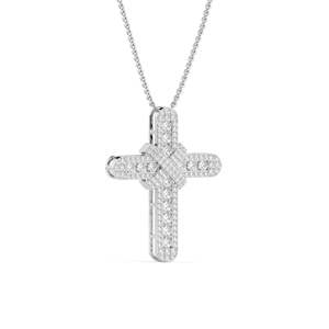 Pendentif rond en moissanite, croix, argent sterling lourd plaqué or, mignon, pour les fêtes, pour femmes - Product Image 1