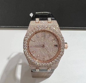 Reloj de diamantes de lujo para hombre con Iced VVS Moissanite correas de silicona azul movimiento de cuarzo joyería de estilo Hip Hop - Product Image 2