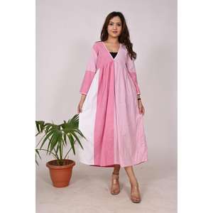 Robe Boho en coton pour femmes Robe longue faite à la main Robe ethnique d'été Tenue de fête élégante en tissu Handloom - Product Image 6