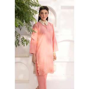 WGK-SKS-DE-2754 เสื้อและกางเกงผ้าซาตินปักลายผ้าไหมซาตินแขนสามส่วนสำหรับฤดูใบไม้ผลิ/ฤดูร้อน - Product Image 5