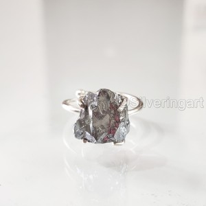 Raw Stone <b>Jewelry</b> Women's Ring Natural <b>Magnetic</b> Hematite Gemstone Birthstone Adjustable Ring Christmas 925 Sterling Silver Ring - Product Image 3