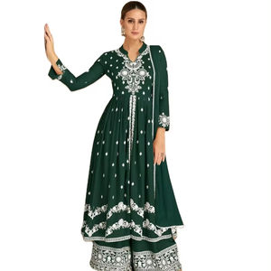 FabZone de haute qualité adultes indien ethnique Palazzo costume dernier concepteur lourd rayonne fil broderie impression travail pour les fêtes - Product Image 1