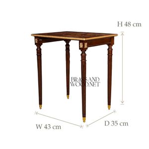 Juego de Mesas Nido Clásicas de Madera y Latón con Marquetería Artesanal para una Decoración Elegante y Lujosa del Hogar - Product Image 5