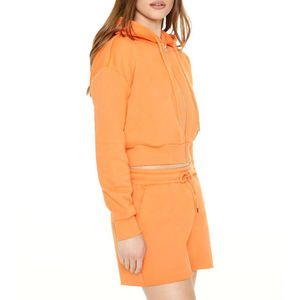 Sudaderas con capucha de punto extragrandes y cortas para mujer, personalizadas al por mayor, 100% algodón, informales, con diseño estampado, temporada de otoño - Product Image 4