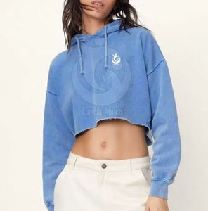 Nouveau style OEM ODM Haut court décontracté avec impression de logo personnalisé Sweat à capuche de haute qualité Sweat-shirts à capuche pour femmes - Product Image 5