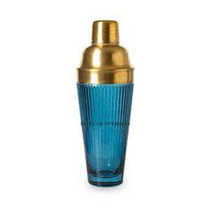 Verre de couleur bleue de qualité supérieure et shaker à cocktail en métal robuste plaqué or fournitures de bar d'hôtel et de restaurant - Product Image 1
