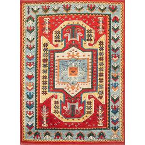Tapis en laine noués à la main Nuray, motifs abstraits rectangulaires rouge-orange, pour la maison - pour le salon, la chambre à coucher, 9x12 - Pae-1228 - Product Image 1