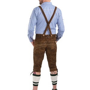 Nuevos pantalones cortos de cuero Trachten Oktoberfest para hombre, pantalones cortos bávaros de alta calidad en piel de vaca genuina, estilo kneibund. - Product Image 4